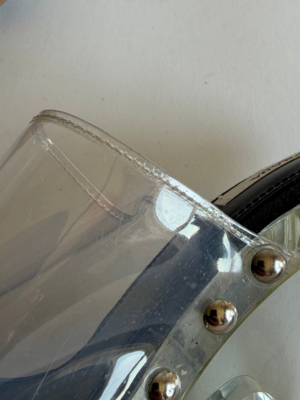 VINTAGE PRADA 2010 RUNWAY CLEAR STUDDED HEELS - Picture 10 of 12